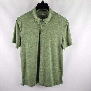 01.Algo Shirt Mens Large Green Performance Merino Wool Blend S/S Polo
